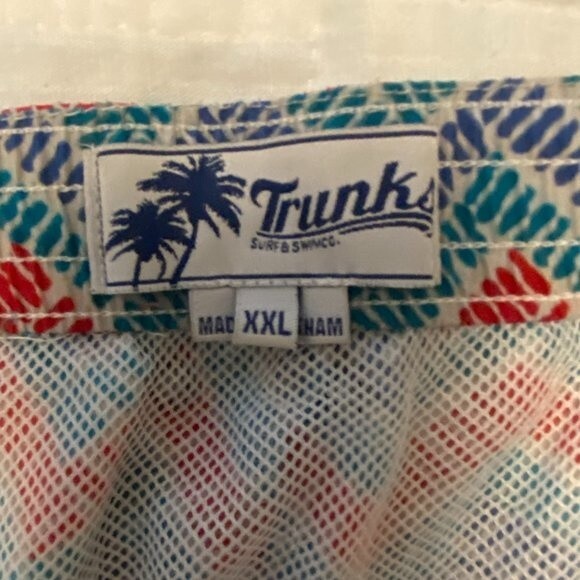 Trunks Men's Swimsuit, XXL, with liner, Red, blue, white design suit - Picture 4 of 6